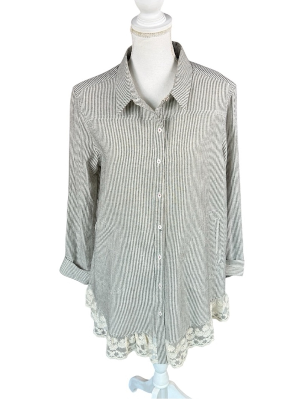 Giddy Up Glamour Lace Hem Stripe Dress/Top Western Boho Cowgirl Concert Rodeo